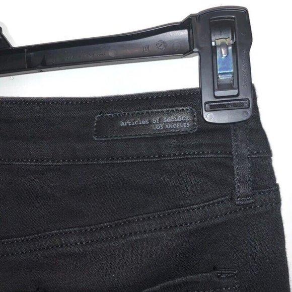 Articles Of Society Women’s 24 Black Distressed Ripped Clearwater Skinny Jeans - Picture 6 of 7